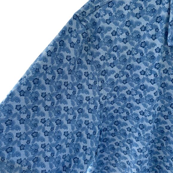 Jim Nantz Vineyard Vines Men's Blue Hibiscus Floral Golf Polo Size Large - Picture 4 of 6